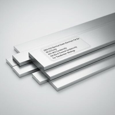 1050 H14 Barras de alumínio de grau elétrico com pureza de 99,5%, condutividade IACS de 62% e condutividade térmica de 229 W/m·K para enrolamentos de transformadores