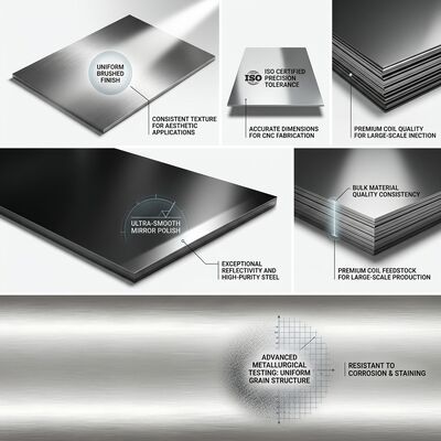 8K Super Mirror Finish 304 chapa de aço inoxidável com 95% de refletividade e resistência à corrosão 304 Substrato para revestimento de elevador