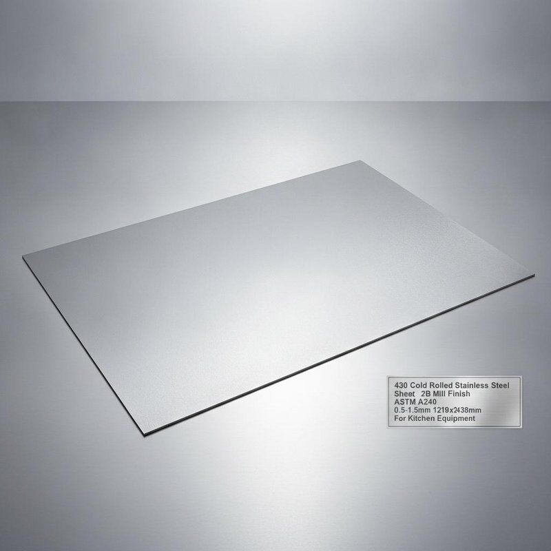 430 Chapa de aço inoxidável com acabamento de moagem 2B 0,5-1,5 mm Espessura e 1219x2438 mm Tamanho para equipamentos de cozinha